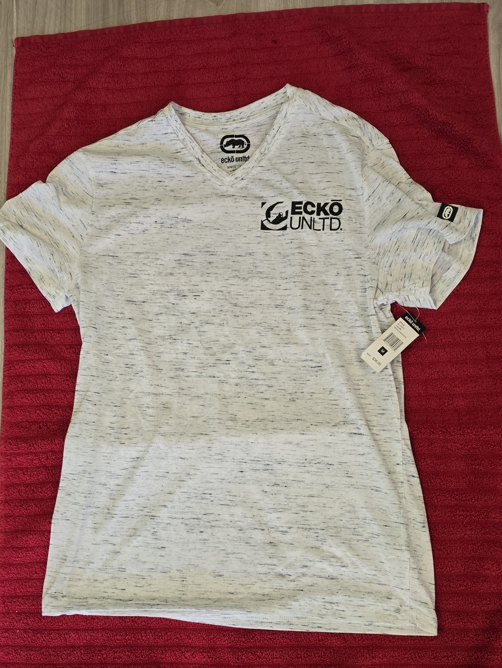 Ecko Unltd. Women's Heather White V-Neck with Black Logo